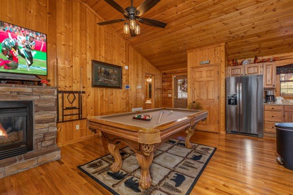 Pool table at Close at Heart, a 1 bedroom cabin rental located in Pigeon Forge