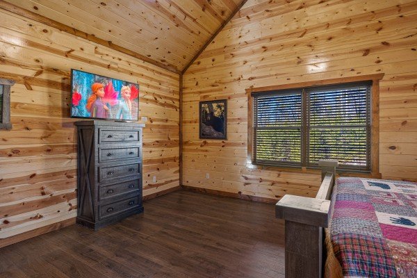 Flat screen tv at Mountain Joy, an 8 bedroom cabin rental located in Pigeon Forge