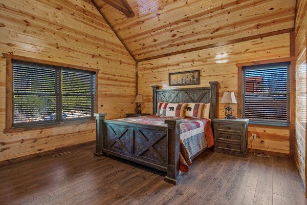  King bedroom at Mountain Joy, an 8 bedroom cabin rental located in Pigeon Forge