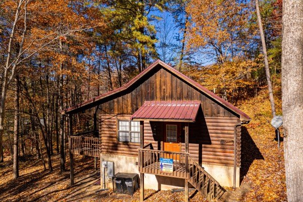Exterior front view at Oakwood, a 1 bedroom cabin rental located in Pigeon Forge