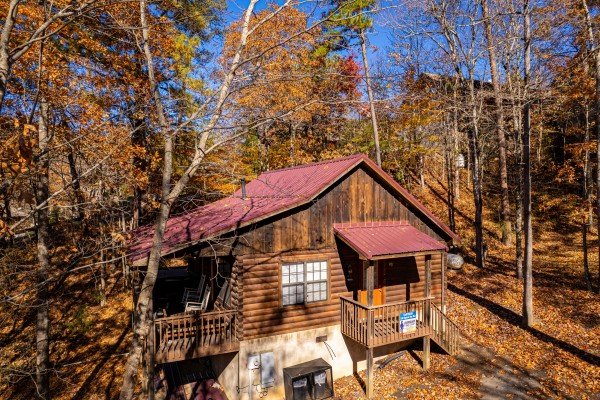 Exterior side view at Oakwood, a 1 bedroom cabin rental located in Pigeon Forge