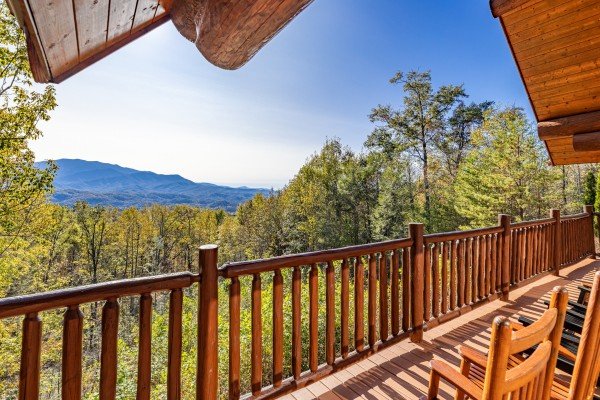 View from the upper deck at Grizzly's Den, a 5 bedroom cabin rental located in Gatlinburg