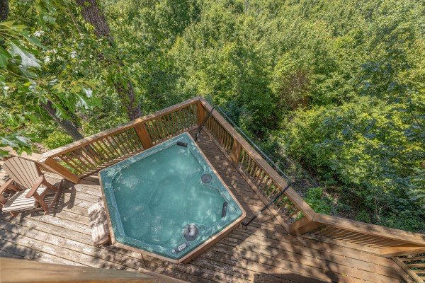 Hot tub on the deck at Eagles View Lodge, a 3 bedroom cabin rental located in Gatlinburg