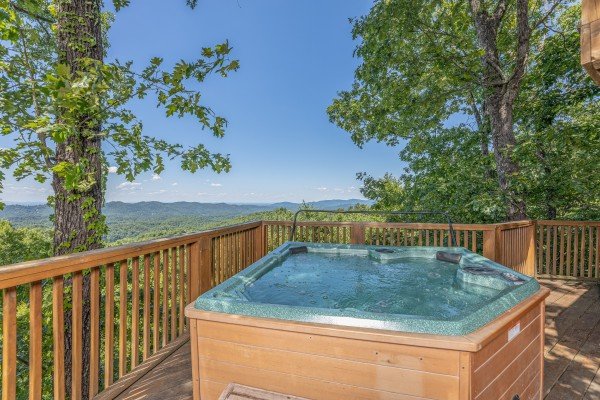 Hot tub and views at Eagles View Lodge, a 3 bedroom cabin rental located in Gatlinburg