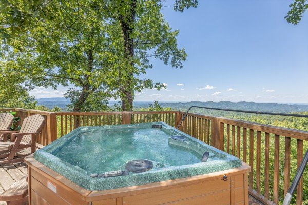 Hot tub views at Eagles View Lodge, a 3 bedroom cabin rental located in Gatlinburg