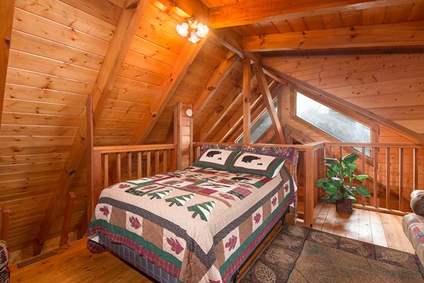 Loft bedroom at Eagle's View Lodge, a 3-bedroom cabin rental located in Gatlinburg