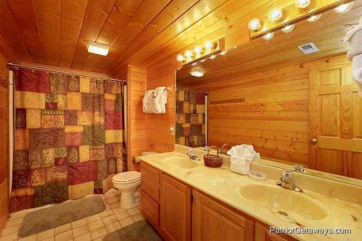 Second floor bathroom at Eagle's View Lodge, a 3-bedroom cabin rental located in Gatlinburg