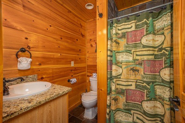 Shower at The Great Outdoors, a 3 bedroom cabin rental located in Pigeon Forge
