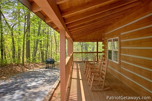 Front porch at On Angels Wings, a 5 bedroom cabin rental located in Gatlinburg