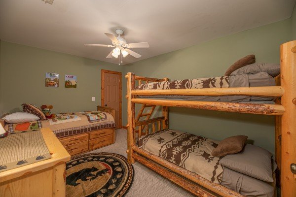 Bunk room at Lazy Bear Retreat, a 4 bedroom cabin rental located in Pigeon Forge