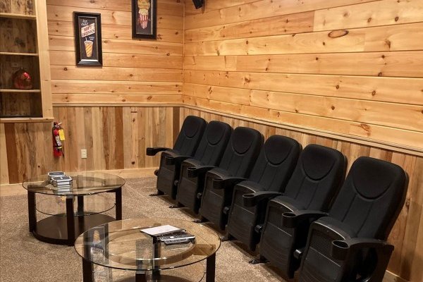 Theater Seating at The Bear's House, a 4 bedroom cabin rental located in Pigeon Forge