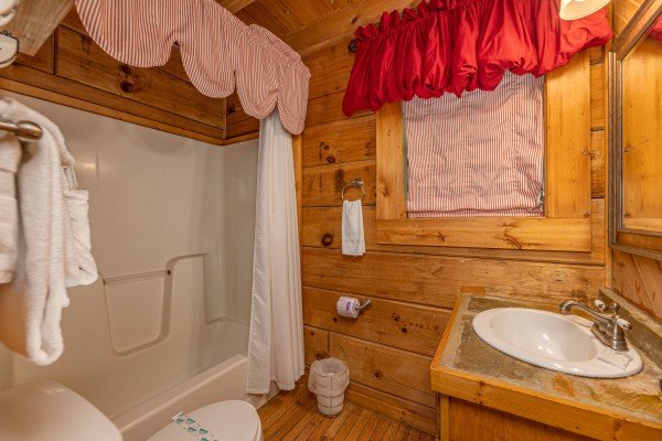 Full bathroom at Cabin on the Mountain, a 2 bedroom cabin rental located in Gatlinburg