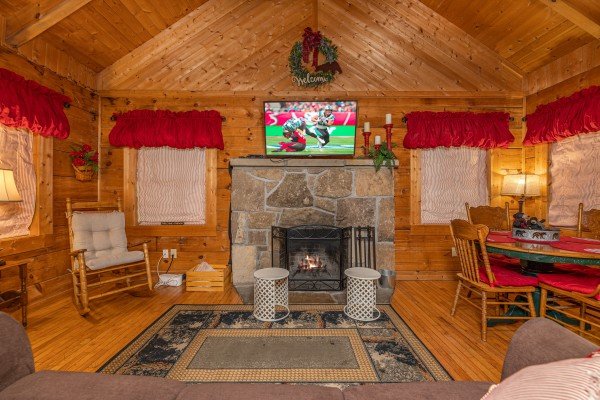 Fireplace view at Cabin on the Mountain, a 2 bedroom cabin rental located in Gatlinburg