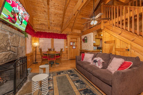 View into dining area at Cabin on the Mountain, a 2 bedroom cabin rental located in Gatlinburg
