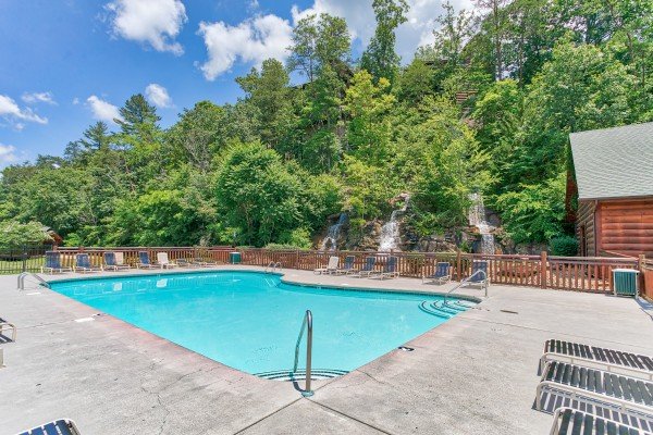 Resort pool access for guests at Lazy Bear Lodge, a 2 bedroom cabin rental located in Pigeon Forge