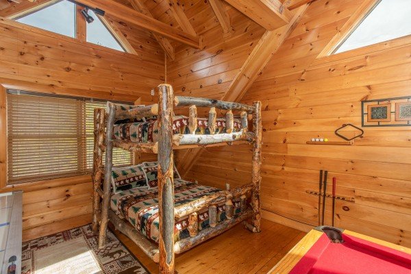 Loft bunk bed at Lazy Bear Lodge, a 2 bedroom cabin rental located in Pigeon Forge