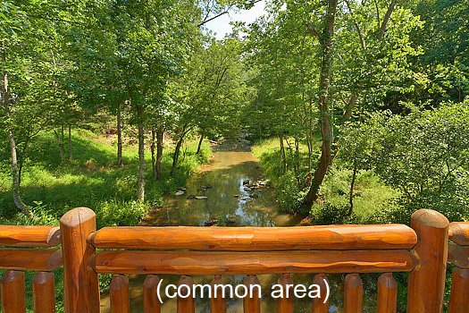 Creek view in common area at Cozy Creek, a 3-bedroom cabin rental located in Pigeon Forge