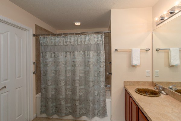 Second bathroom at A Pigeon Forge Retreat, a 2 bedroom cabin rental located in Pigeon Forge