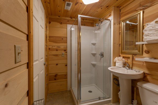 Bathroom with a shower at My Smoky Mountain Hideaway, a 3 bedroom cabin rental located in Pigeon Forge