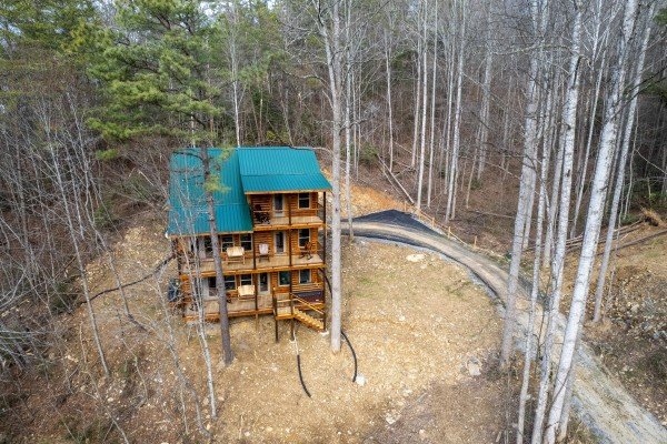 Drone view at Swimmin' Hole In 1, a 2 bedroom cabin rental located in Gatlinburg