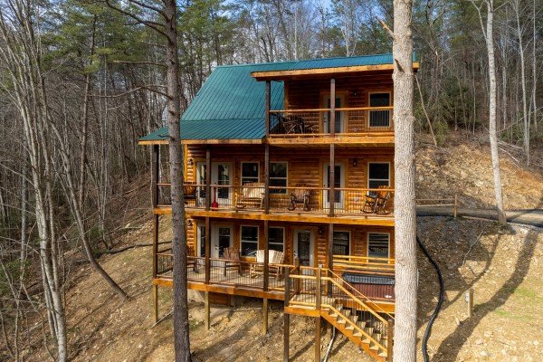 Rear exterior view at Swimmin' Hole In 1, a 2 bedroom cabin rental located in Gatlinburg