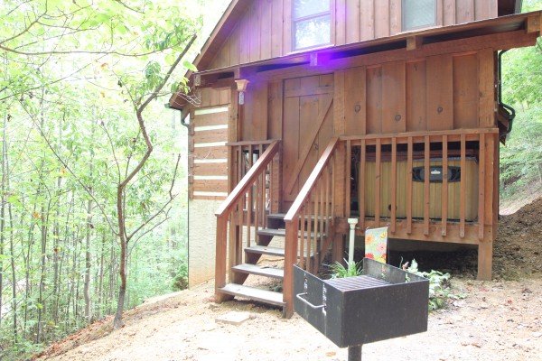 Grilling area at Bearfoot Crossing, a 1-bedroom cabin rental located in Pigeon Forge