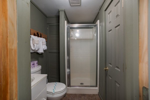 Bathroom with a walk-in shower at Breezy Mountain Lodge, an 11-bedroom cabin rental located in Pigeon Forge