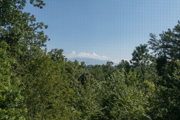 Looking at Mt. LeConte from the deck at Leconte View Lodge, a 3 bedroom cabin rental located in Pigeon Forge