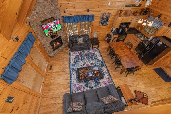 View from loft at Rocky Top Memories, a 2 bedroom cabin rental located in Pigeon Forge