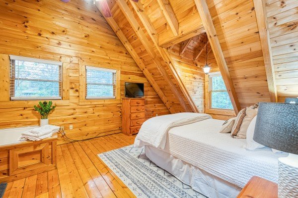 Loft jacuzzi room at Happy Hideaway, a 4 bedroom cabin rental located in Pigeon Forge