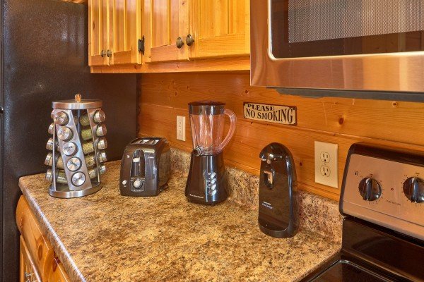 Kitchen appliances and amenities at Million Dollar View, a 2 bedroom cabin rental located in Pigeon Forge