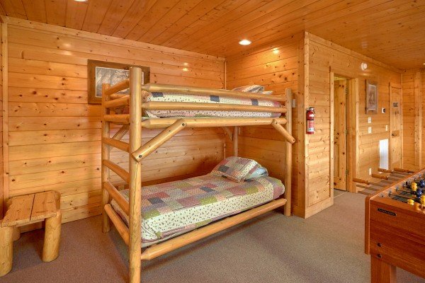 Bunkbeds in game room at Million Dollar View, a 2 bedroom cabin rental located in Pigeon Forge