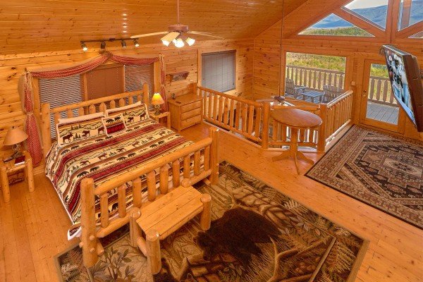King bedroom loft at Million Dollar View, a 2 bedroom cabin rental located in Pigeon Forge