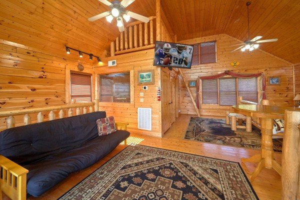 Upstairs futon at Million Dollar View, a 2 bedroom cabin rental located in Pigeon Forge