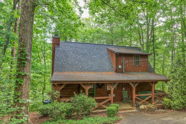 Cabin exterior at Whispering Pines, a 2 bedroom cabin rental located in Pigeon Forge