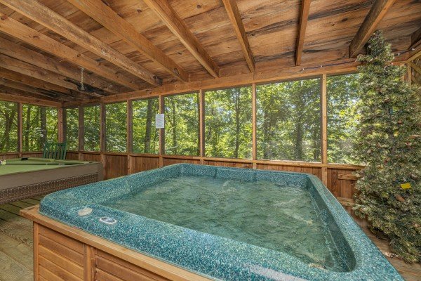 Hot tub at Whispering Pines, a 2 bedroom cabin rental located in Pigeon Forge