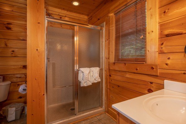 Bathroom with a shower at Rocky Top Retreat, a 2 bedroom cabin rental located in Pigeon Forge