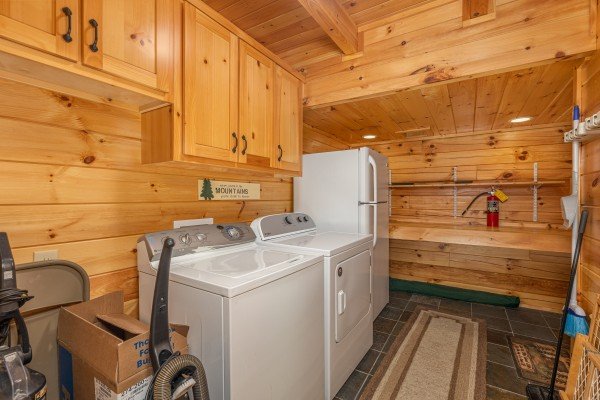 Laundry room at Smokies Paradise Lodge, a 5 bedroom cabin rental located in Pigeon Forge