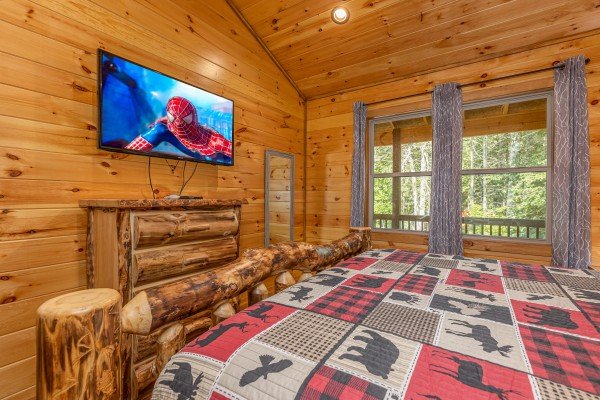Master bedroom amenities at 2 Crazy Cubs, a 2 bedroom cabin rental located in Pigeon Forge