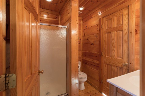 Bathroom with a shower at Just Relax, a 2 bedroom cabin rental located in Pigeon Forge