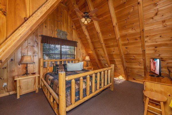 Loft floor king room at Cozy Mountain View, a 1 bedroom cabin rental located in Pigeon Forge