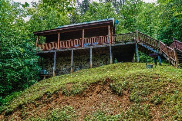 View of the steps up to the front door at Just You and Me Baby, a 1 bedroom cabin rental located in Gatlinburg