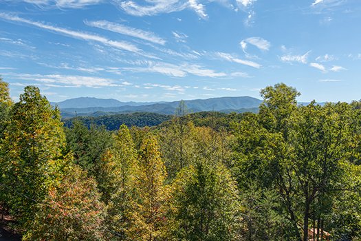 Mountain views at A Postcard View, a 1 bedroom cabin rental located in Pigeon Forge