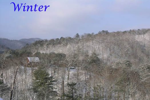 Winter Smoky Mountain view at R & R Hideaway, a 1 bedroom cabin rental located in Pigeon Forge