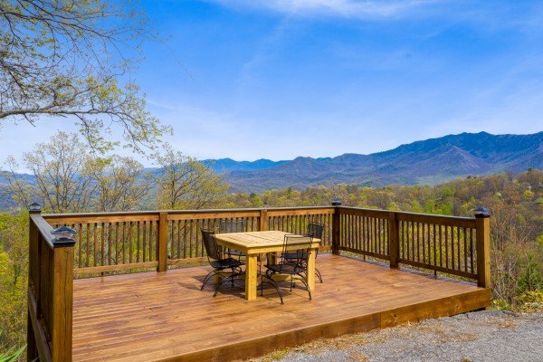 Dining patio at Ober the Top Views, a 3 bedroom cabin rental located in Gatlinburg