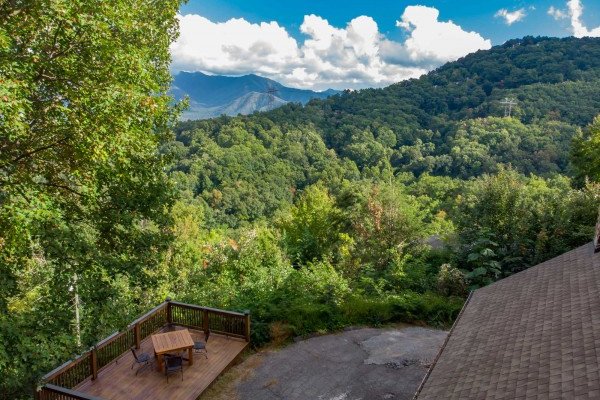 Drone view of the picnic area at Ober the Top Views, a 3 bedroom cabin rental located in Gatlinburg