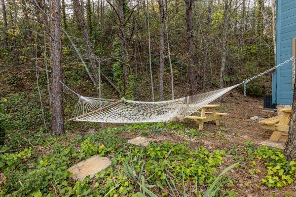 Hammock in the yard at Ober the Top Views, a 3 bedroom cabin rental located in Gatlinburg