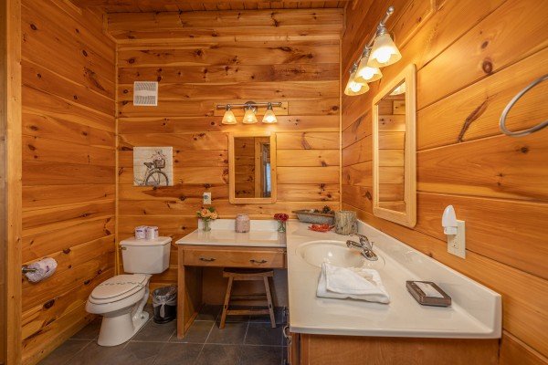Bathroom with a vanity at Mountain Mama, a 3 bedroom cabin rental located in Pigeon Forge
