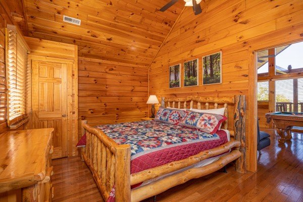 Loft bedroom at Eagle's Sunrise, a 2 bedroom cabin rental located in Pigeon Forge