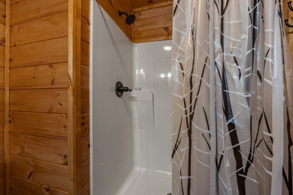 Bathroom shower at Four Seasons Grand, a 5 bedroom cabin rental located in Pigeon Forge